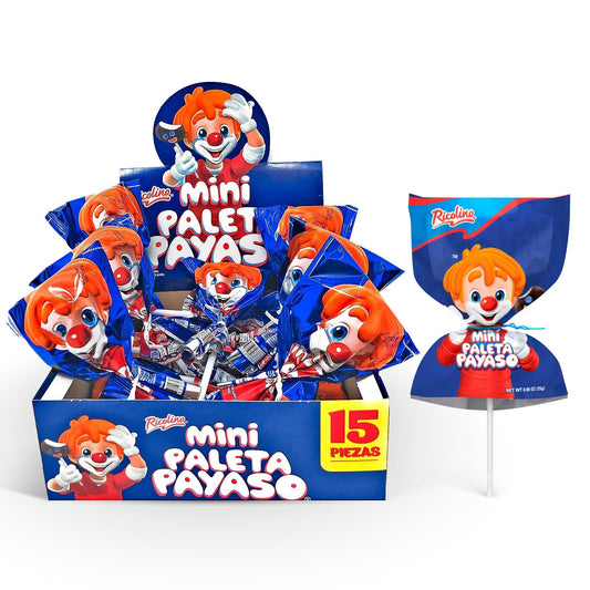 Ricolino Mini Paleta Payaso Chocolate Covered Marshmallow Lollipop (15 Count) -Coated Marshmallows Lollipops - Mexican Suckers, Hispanic Perfect for Birthdays, Gifts, and More