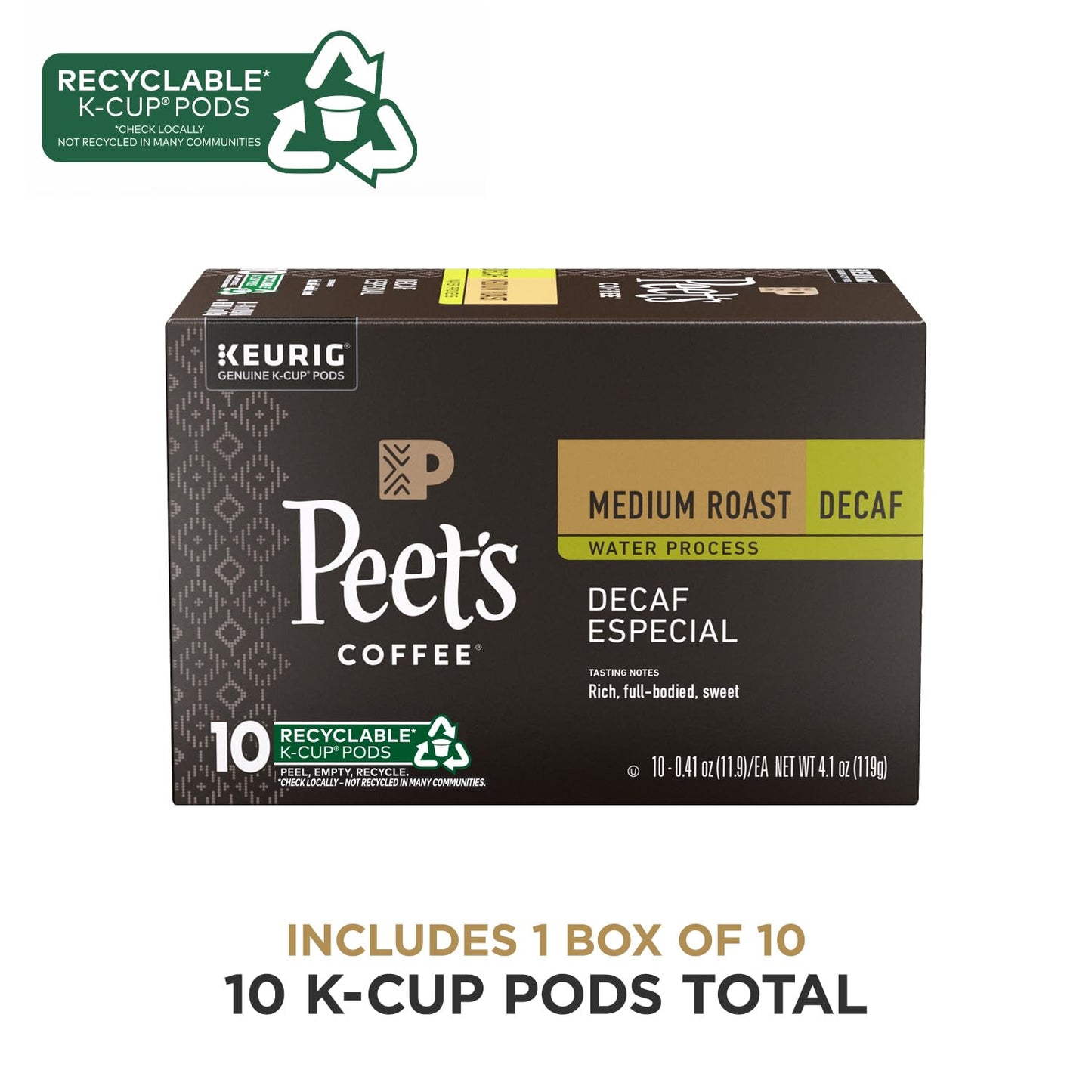 Peets Coffee Decaf pod box keurig