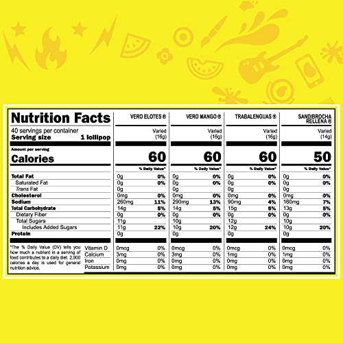 Vero Banda Fuego Mix Assorted Chili Lollipops, Artificially Flavored, Net Wt. 21.86 Ounces, 40 Count Bag