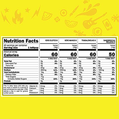 Vero Banda Fuego Mix Assorted Chili Lollipops, Artificially Flavored, Net Wt. 21.86 Ounces, 40 Count Bag