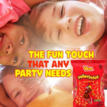 Vero Rellerindos - Tamarind Flavor Hard Candy (65 Units) - Authentic Mexican Candy, Individually Wrapped Hard Candy Pack Perfect for Parties, Piñatas, and Snacks