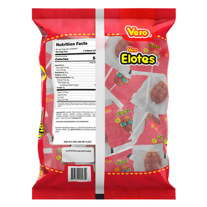 Vero Elotes Paletas Sabor Fresa Con Chile Mexican Hard Candy Chili Pops 40 Pcs