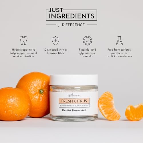 JUST INGREDIENTS Remineralizing Fluoride Free Natural Tooth Powder