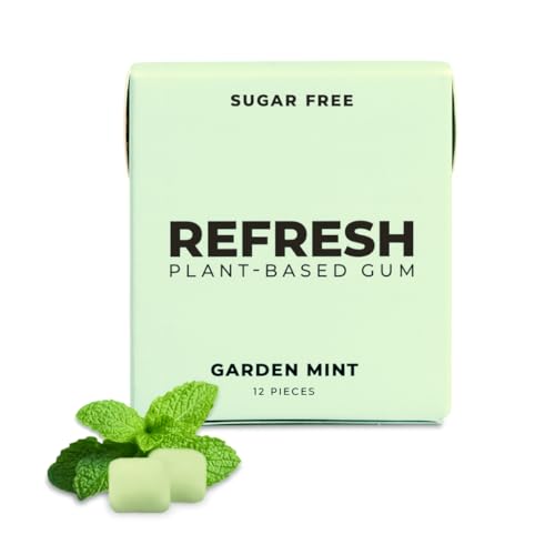 Refresh Gum Garden Mint Sugar Free Chewing Gum - Xylitol, Plant-Based, Synthetic-Free, Vegan & Non-GMO (1 Pack)