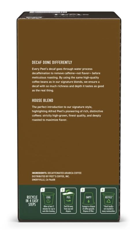 Peets Coffee Decaf pod box keurig
