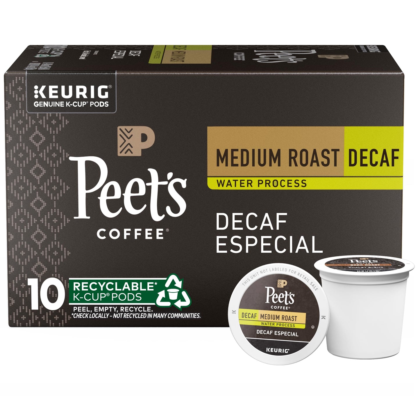 Peets Coffee Decaf pod box keurig