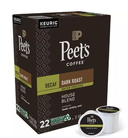 Peets Coffee Decaf pod box keurig